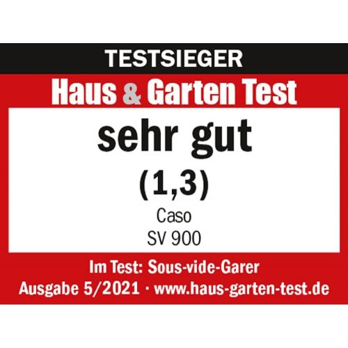  Caso CASO SV900 Sous Vide Garer, perfektes Vakuum garen im Wasserbad fuer bis zu 5 Portionen, Niedertemperaturgarer 30°C bis 90°C in 0,1°C-Schritten