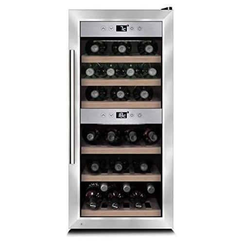  Caso CASO WineComfort 24 Design Weinkuehlschrank fuer bis zu 24 Flaschen (bis zu 310 mm Hoehe), zwei Temperaturzonen 5-20°C, Getrankekuehlschrank, Energieklasse A