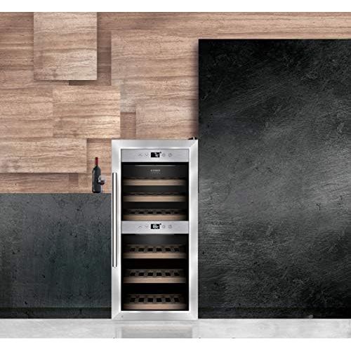  Caso CASO WineComfort 24 Design Weinkuehlschrank fuer bis zu 24 Flaschen (bis zu 310 mm Hoehe), zwei Temperaturzonen 5-20°C, Getrankekuehlschrank, Energieklasse A