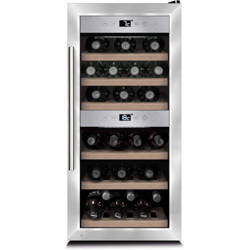  Caso CASO WineComfort 24 Design Weinkuehlschrank fuer bis zu 24 Flaschen (bis zu 310 mm Hoehe), zwei Temperaturzonen 5-20°C, Getrankekuehlschrank, Energieklasse A