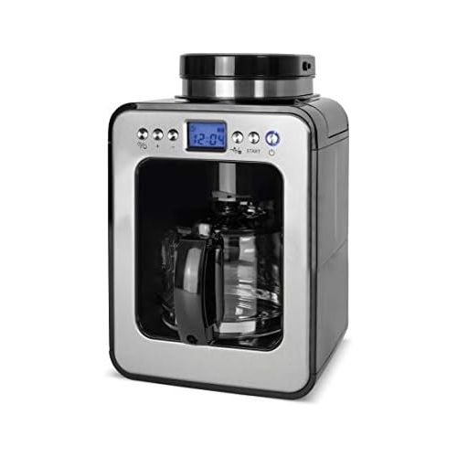  CASO Coffee Compact electronic  Design- Kaffeemaschine mit Mahlwerk, 4 Tassen Kaffee, auch vorgemahlenes Kaffeepulver geeignet, Brueh- & Mahlwerk entnehmbar, LCD-Display, Timer, Wa