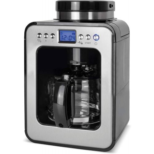  CASO Coffee Compact electronic  Design- Kaffeemaschine mit Mahlwerk, 4 Tassen Kaffee, auch vorgemahlenes Kaffeepulver geeignet, Brueh- & Mahlwerk entnehmbar, LCD-Display, Timer, Wa