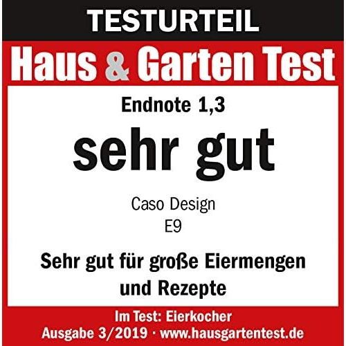  CASO E9 - Design Eierkocher fuer 8 Eier mit elektronischer Regelung, kein Trockenkochen, Edelstahldesign, inkl. Messbecher mit Eierpicker