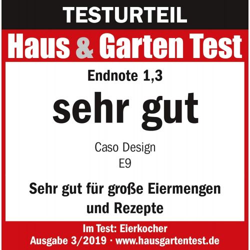  CASO E9 - Design Eierkocher fuer 8 Eier mit elektronischer Regelung, kein Trockenkochen, Edelstahldesign, inkl. Messbecher mit Eierpicker