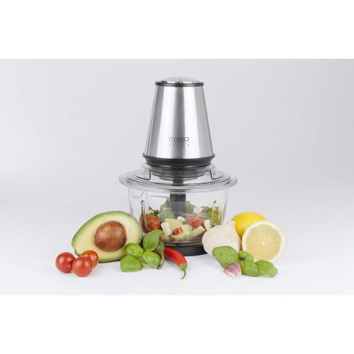  [아마존베스트]CASO UZ 400 - Universal Chopper, 4 High Quality Stainless Steel Knives, Heavy Duty Glass Container with 1.2 Litre Capacity, Ideal as Chopper for Fruit, Vegetables, Fish, Meat, Nuts