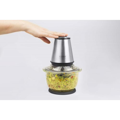  [아마존베스트]CASO UZ 400 - Universal Chopper, 4 High Quality Stainless Steel Knives, Heavy Duty Glass Container with 1.2 Litre Capacity, Ideal as Chopper for Fruit, Vegetables, Fish, Meat, Nuts