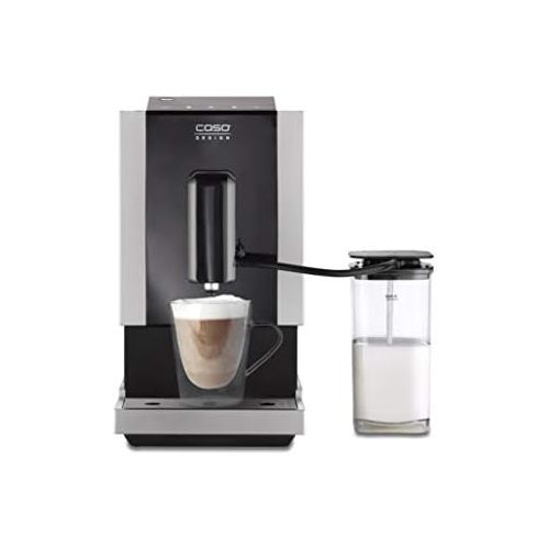  [아마존베스트]CASO Cafe Crema Touch, fully automatic coffee machine, including hose and milk tank, conical grinder infinitely adjustable, ready to use, for all coffee specialities simply by touc