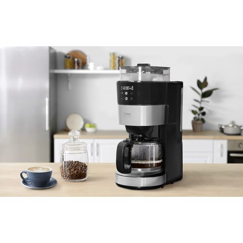  [아마존베스트]Caso Grande Aroma 100-Design 1856 Coffee Maker 10 Cups Coffee Maker with Conical Grinder 1000 1.4 Litres Stainless Steel Black