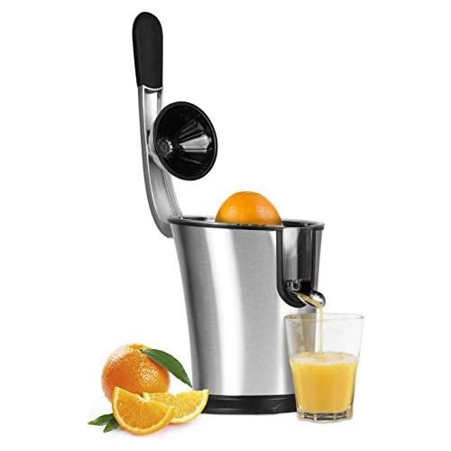  [아마존베스트]CASO CP 330 Pro - Design Citrus Juicer, Electric and Powerful Lemon Juicer with Universal Press Cone, Stainless Steel, for All Common Citrus Fruits, Practical Start Automatic