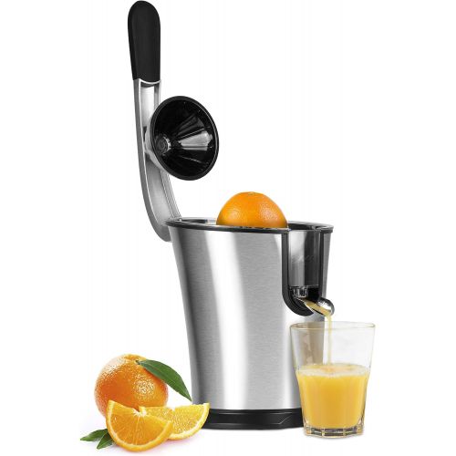  [아마존베스트]CASO CP 330 Pro - Design Citrus Juicer, Electric and Powerful Lemon Juicer with Universal Press Cone, Stainless Steel, for All Common Citrus Fruits, Practical Start Automatic