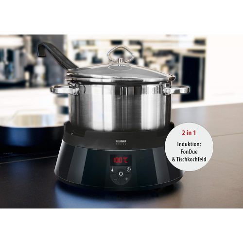  [아마존베스트]Caso 2280 Induction FonDue for 8 People 60 to 240 Degree Celsius Temperature Adjustment, Even Heating by High-Quality Fondue Pot, Black