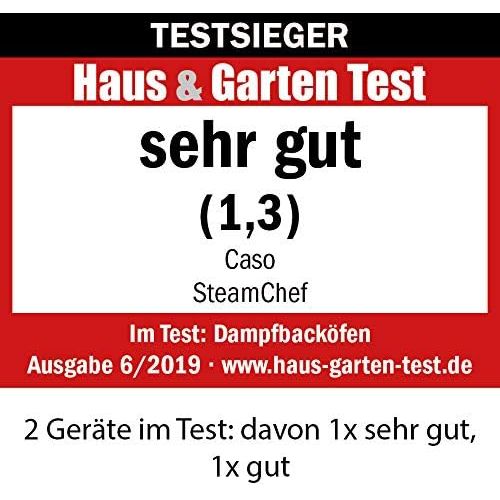  [아마존베스트]-Service-Informationen Caso Steam Chef Freestanding Steam Oven 11 Functions 40°C - 220°C 25L Stainless Steel Cooking Chamber Water Tank 1.2L Includes 2 Baking Trays