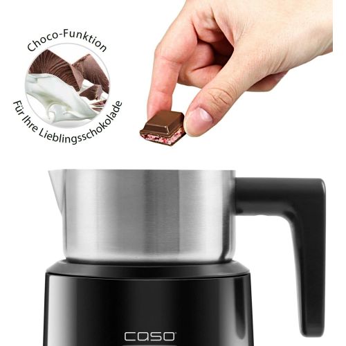  [아마존베스트]Caso Crema Latte & Choco Induction Milk Frother with Stainless Steel Container, Chocolate Function for Hot Drinking Chocolate, Milk Foam (Cold & Hot), Black