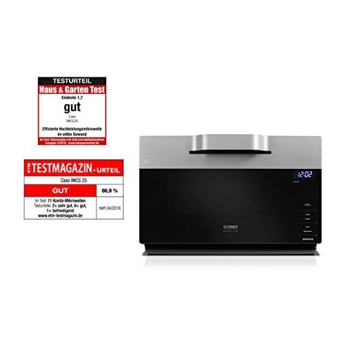  [아마존베스트]CASO IMCG25 3-in-1 Microwave with Grill and Hot Air 2050 W Inverter Technology for Gentle Warming, Oven Function 110-200 °C, 25 L, Stainless Steel Design