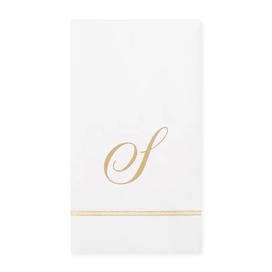  Caspari 20-Count Gold Initial Monogram Letter Paper Guest Towel Napkin