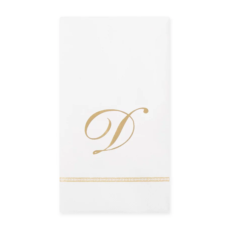  Caspari 20-Count Gold Initial Monogram Letter Paper Guest Towel Napkin