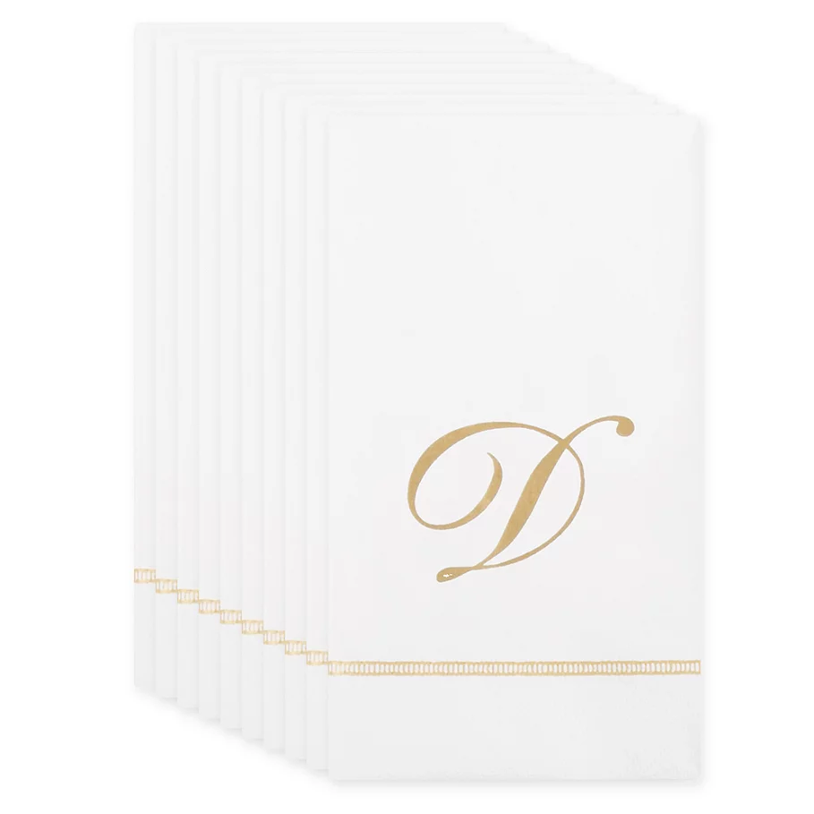  Caspari 20-Count Gold Initial Monogram Letter Paper Guest Towel Napkin