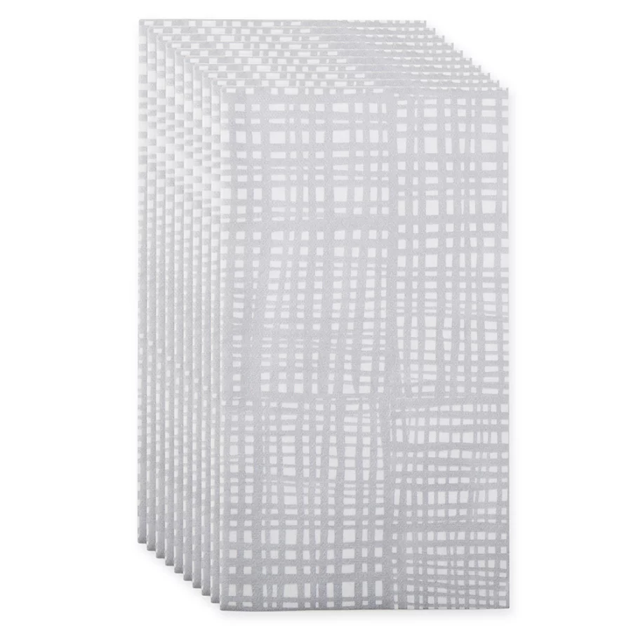  Caspari 12-Count Raffine Paper Guest Towel Napkin in Silver