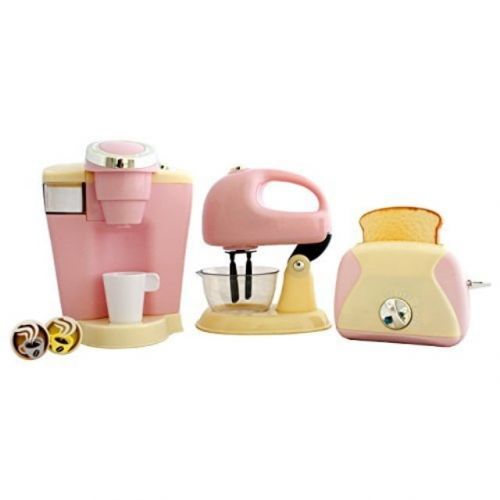  PLAYGO PlayGo Pretend Play Gourmet Kitchen Appliance Set - Single Serve Coffee Maker, Mixer & Toaster, 3 Piece, Pink