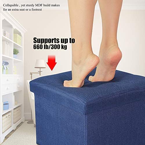  Cassilia Foldable Storage Ottoman Square Cube Coffee Table Multipurpose Footrest Stool for Bedroom and Living Room Storage (Light Grey Ottoman)