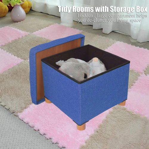  Cassilia Foldable Storage Ottoman Square Cube Coffee Table Multipurpose Footrest Stool for Bedroom and Living Room Storage (Light Grey Ottoman)