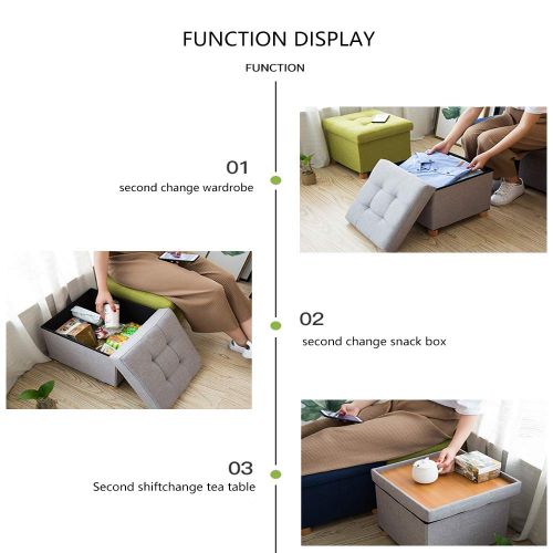  Cassilia Foldable Storage Ottoman Square Cube Coffee Table Multipurpose Footrest Stool for Bedroom and Living Room Storage (Light Grey Ottoman)