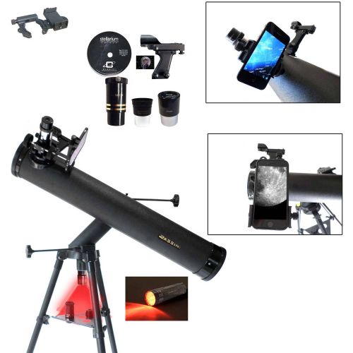  Cassini C-SS80 Cassini C-SS80 Electronic Focus 800mm x 80mm Astronomical Reflector Telescope with Smartphone Photo Adapter