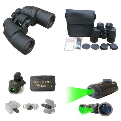  Cassini C-P8IL 8x40mm Wide-Angle Water and Fog Proof Binocular with Green Laser Illuminator by CASSINI