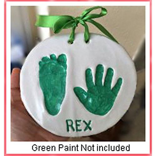  [아마존베스트]Casting Keepsakes Proud Baby Deluxe Clay Hand Print & Footprint Keepsake Kit - Glaze Finish - Letter Stamps - 4 Ribbons - 2 EASELS - Dries Stone Hard - No Bake - Air Drying (Makes 2 Plaques)