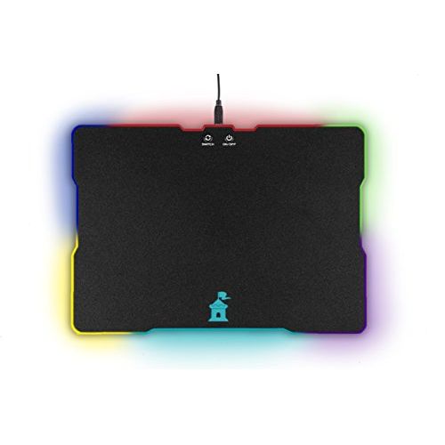  Castle Moat Hard Mouse Pad with LED Lighting Effects - Large Speed Surface with Backlit Perimeter and Logo for Gaming