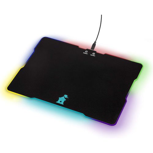  Castle Moat Hard Mouse Pad with LED Lighting Effects - Large Speed Surface with Backlit Perimeter and Logo for Gaming