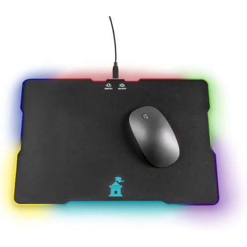  Castle Moat Hard Mouse Pad with LED Lighting Effects - Large Speed Surface with Backlit Perimeter and Logo for Gaming