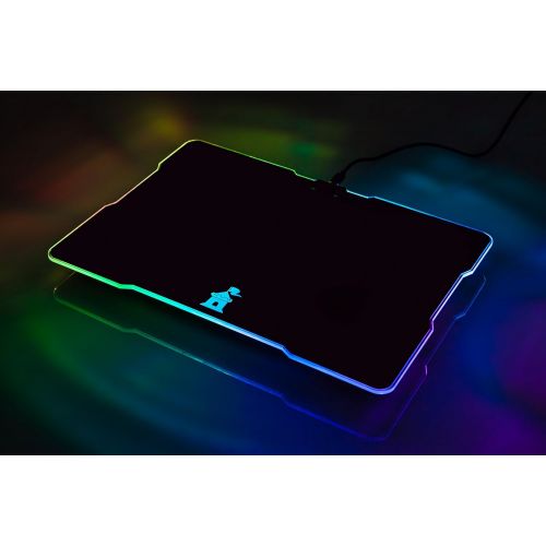  Castle Moat Hard Mouse Pad with LED Lighting Effects - Large Speed Surface with Backlit Perimeter and Logo for Gaming