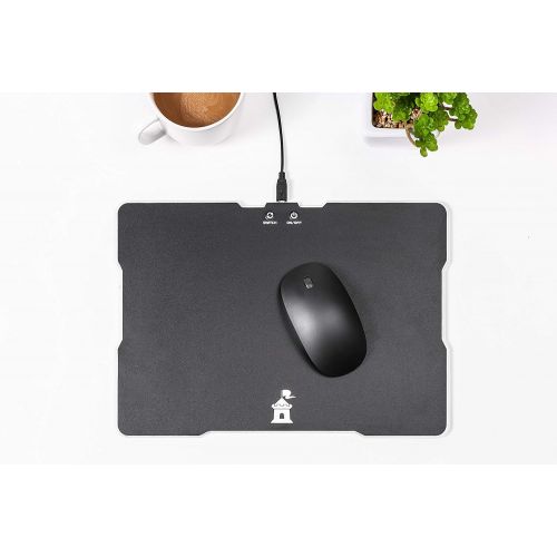  Castle Moat Hard Mouse Pad with LED Lighting Effects - Large Speed Surface with Backlit Perimeter and Logo for Gaming