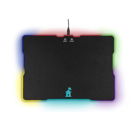  Castle Moat Hard Mouse Pad with LED Lighting Effects - Large Speed Surface with Backlit Perimeter and Logo for Gaming