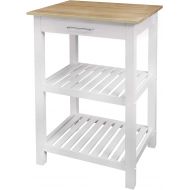 Casual Home Sunrise (Small) with Solid Harvest Hardwood Top Kitchen Island, 22.75W, Natural&White