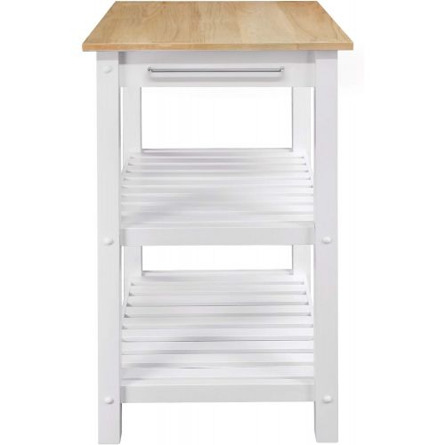  Casual Home Sunrise (Small) with Solid Harvest Hardwood Top Kitchen Island, 22.75W, Natural&White