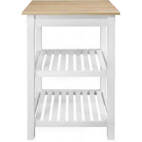  Casual Home Sunrise (Small) with Solid Harvest Hardwood Top Kitchen Island, 22.75W, Natural&White