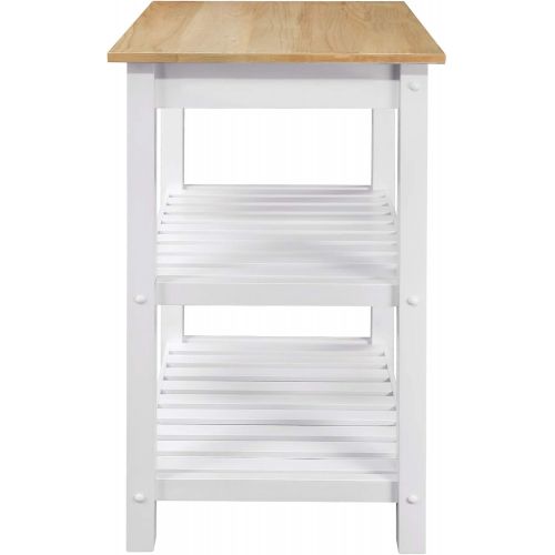  Casual Home Sunrise (Small) with Solid Harvest Hardwood Top Kitchen Island, 22.75W, Natural&White