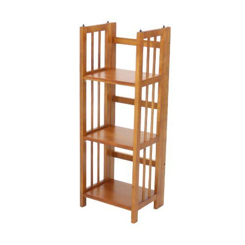  Casual Home 3-Shelf Folding Stackable Bookcase, 14-Inch Wide, Honey Oak by Casual Home