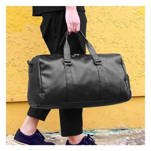  Casual-Life Quality Travel Bag PU Leather Couple Travel Bags Hand Luggage For Men And Women Duffle Bag,Smell Black