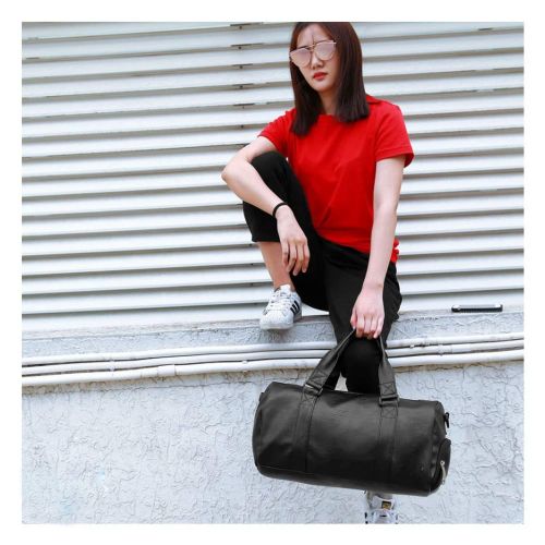  Casual-Life Quality Travel Bag PU Leather Couple Travel Bags Hand Luggage For Men And Women Duffle Bag,Smell Black