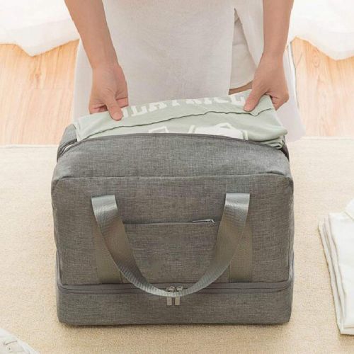  Casual-Life Fabric Waterproof Large Capacity Travel Bag Double Layer Beach Bag Portable Duffle Bags,Green