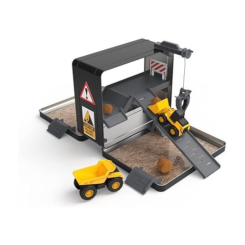  CAT Construction Toys, Store N Go Construction Playset with Travel Case, Ages 3+, 2 Little Machines Vehicles & Assortment of Construction Site Accessories, Quality, Durable & Realistic