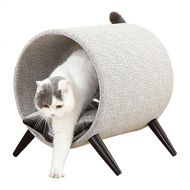 Cat Craft 4308601 Tunnel Bed, Grey and Brown Wooden Legs Cat Furniture, 15 Inch