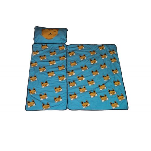  Cat Nap Mat for Toddlers Indoor/Outdoor Cute mat 100% Cotton, Ocean Blue, Built in Blanket for Babies and Toddlers.