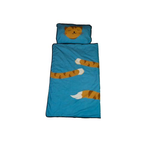  Cat Nap Mat for Toddlers Indoor/Outdoor Cute mat 100% Cotton, Ocean Blue, Built in Blanket for Babies and Toddlers.