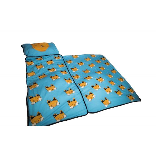  Cat Nap Mat for Toddlers Indoor/Outdoor Cute mat 100% Cotton, Ocean Blue, Built in Blanket for Babies and Toddlers.