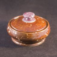 CatTailStudioArts Round Lidded Bowl / Salt Pig / Sugar Bowl / Candy Dish / Dip Server / Coin Holder / Brown with Purple / Speckled / Gift Under 15