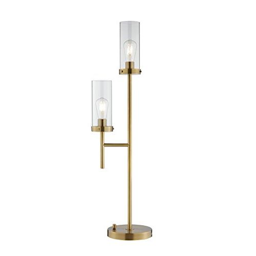  Catalina Lighting 20596-001 Modern Tall Buffet Table Lamp with Clear Glass Shades, LED Bulbs Included Bronze